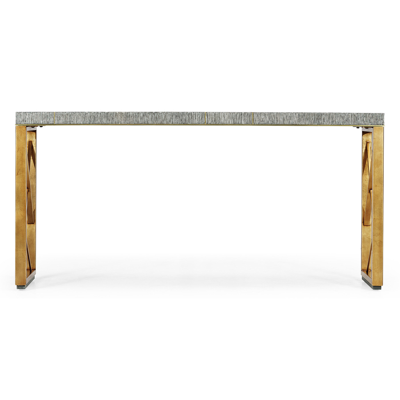 Geometric Dark French Oak & Gilded Console Table