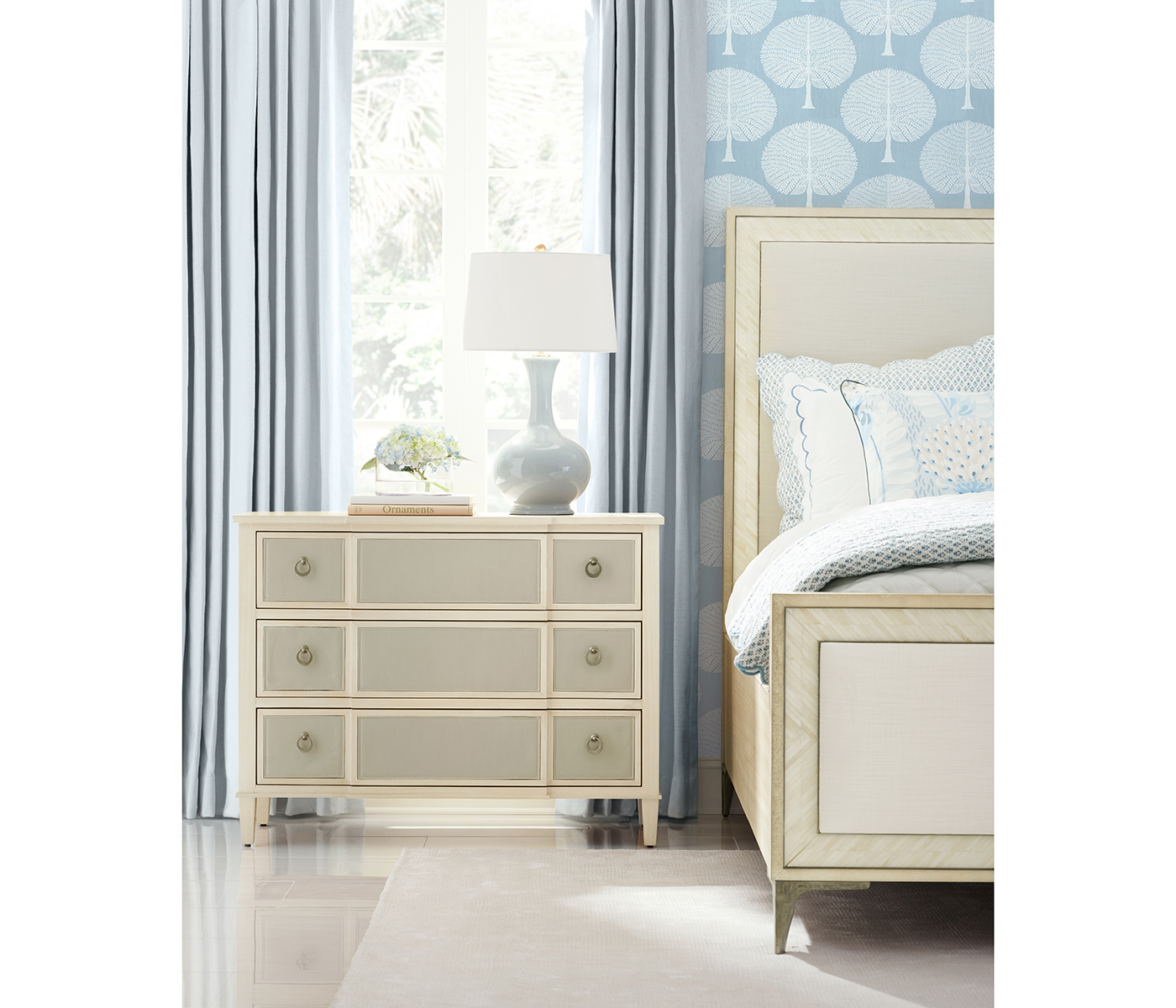 Tideline Bone & Linen-Blend Upholstered Cali King Bed