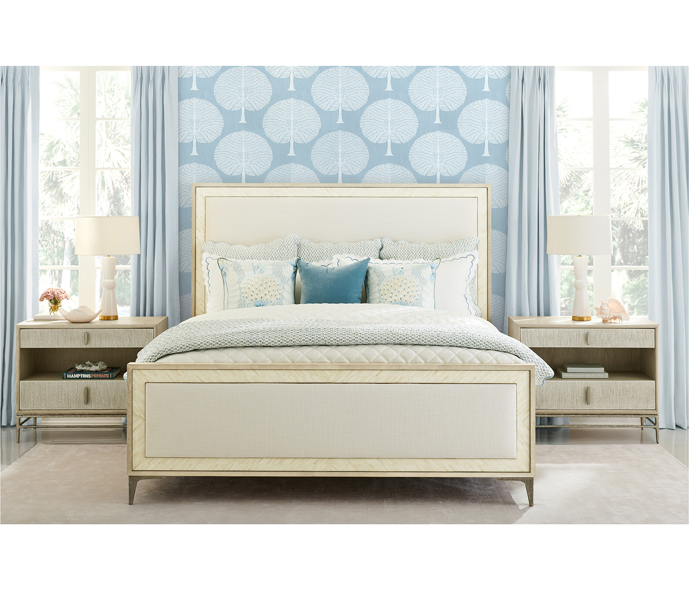 Tideline Bone & Linen-Blend Upholstered Cali King Bed