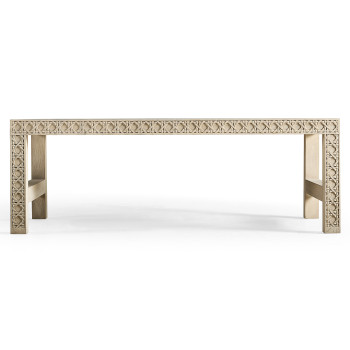 Cnoidal Cane Carved Cocktail Table