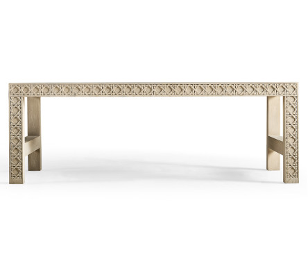 Cnoidal Cane Carved Cocktail Table