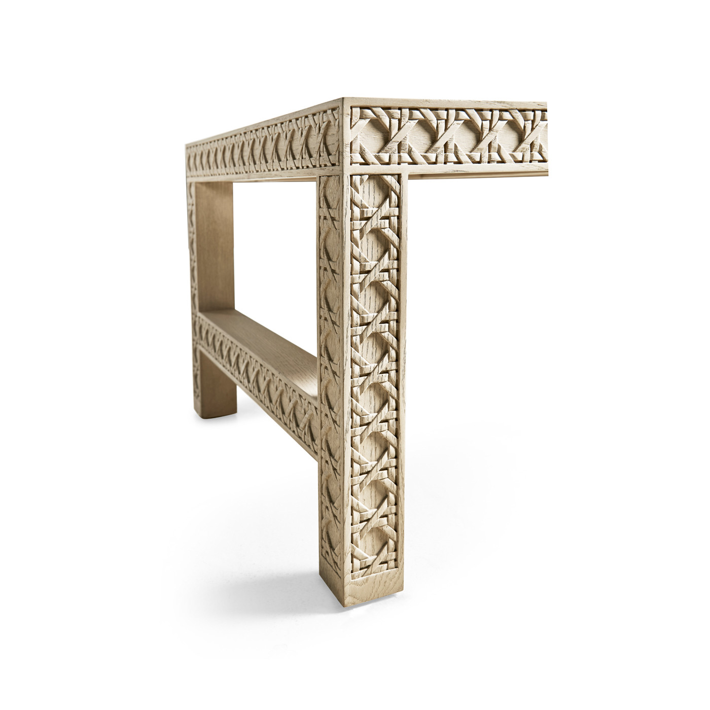 Cnoidal Cane Carved Cocktail Table