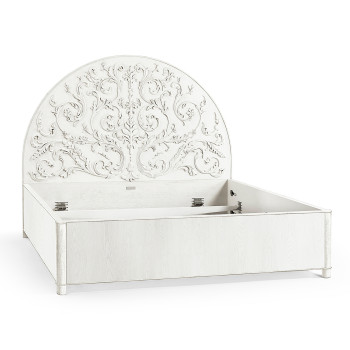 Moon Flower Half Round Carved Panel Bed