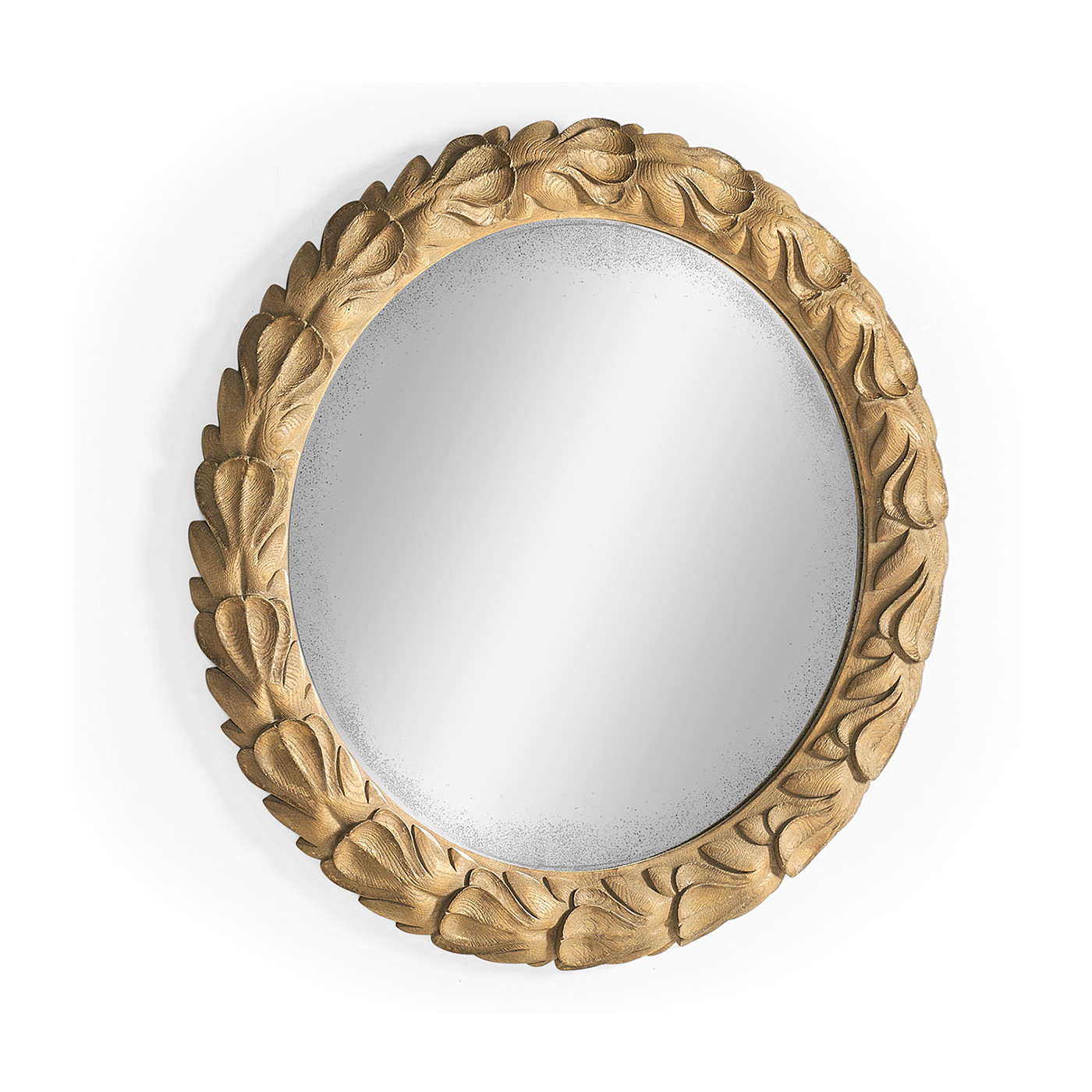 Wrenbury Round Gilded Vintage Oak Mirror