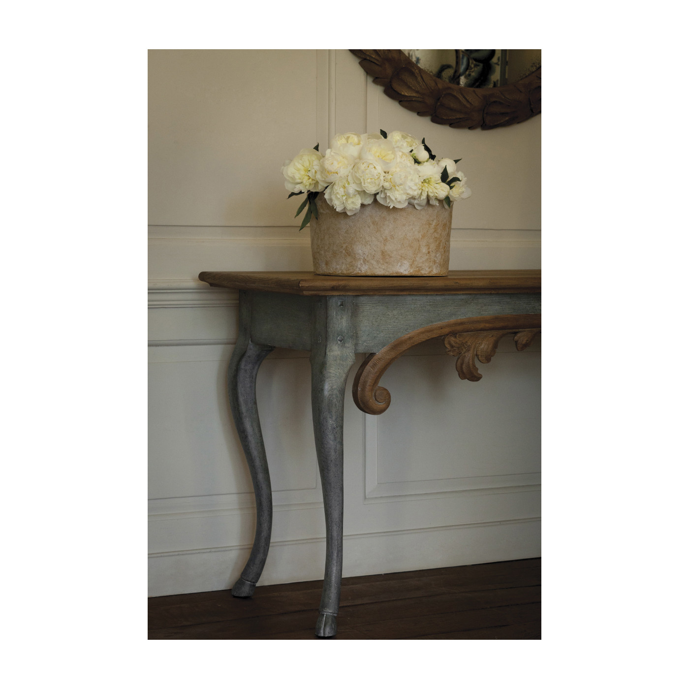 Wrenbury Round Gilded Vintage Oak Mirror