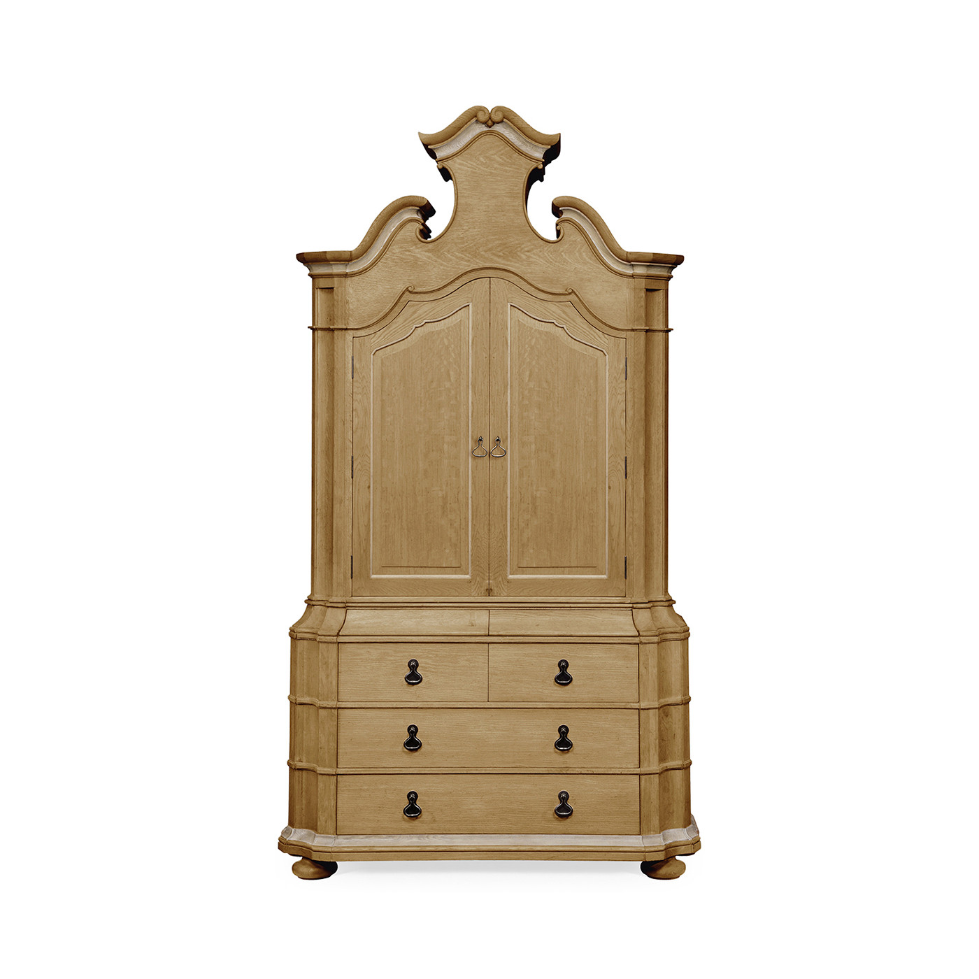 Oulton Vintage Oak Cabinet with Wooden Doors & Shelves