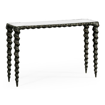 Karinta Antique Brass Console Table with White Oyster