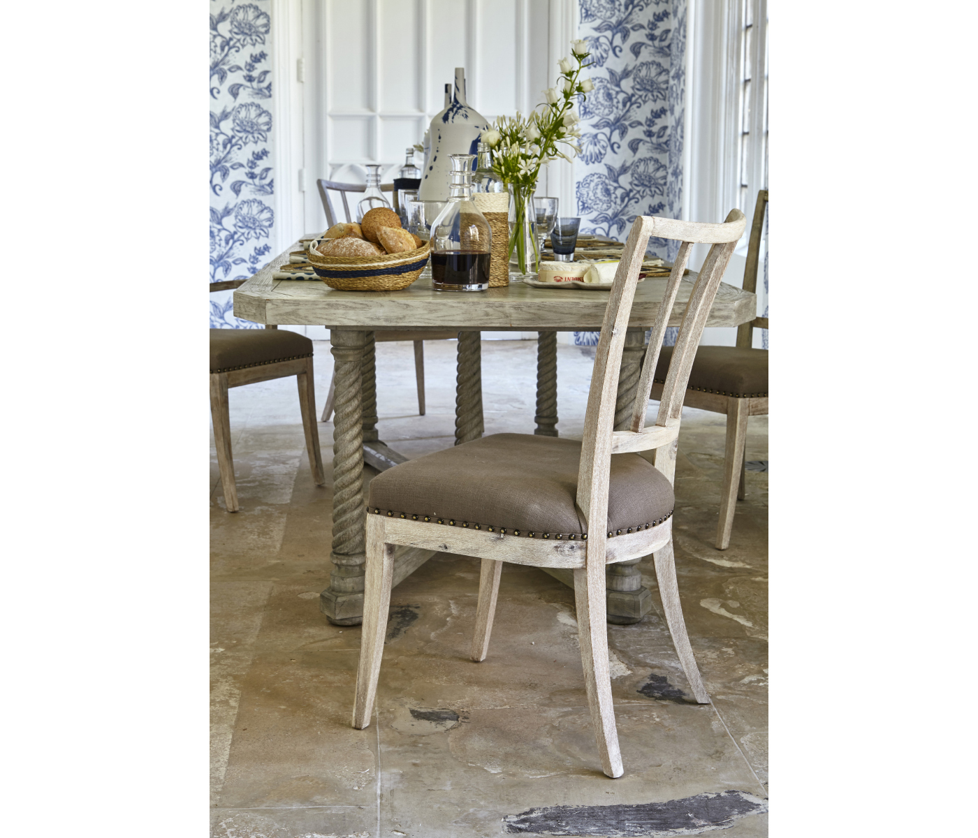 Lucillo Washed Acacia Carver Side Chair