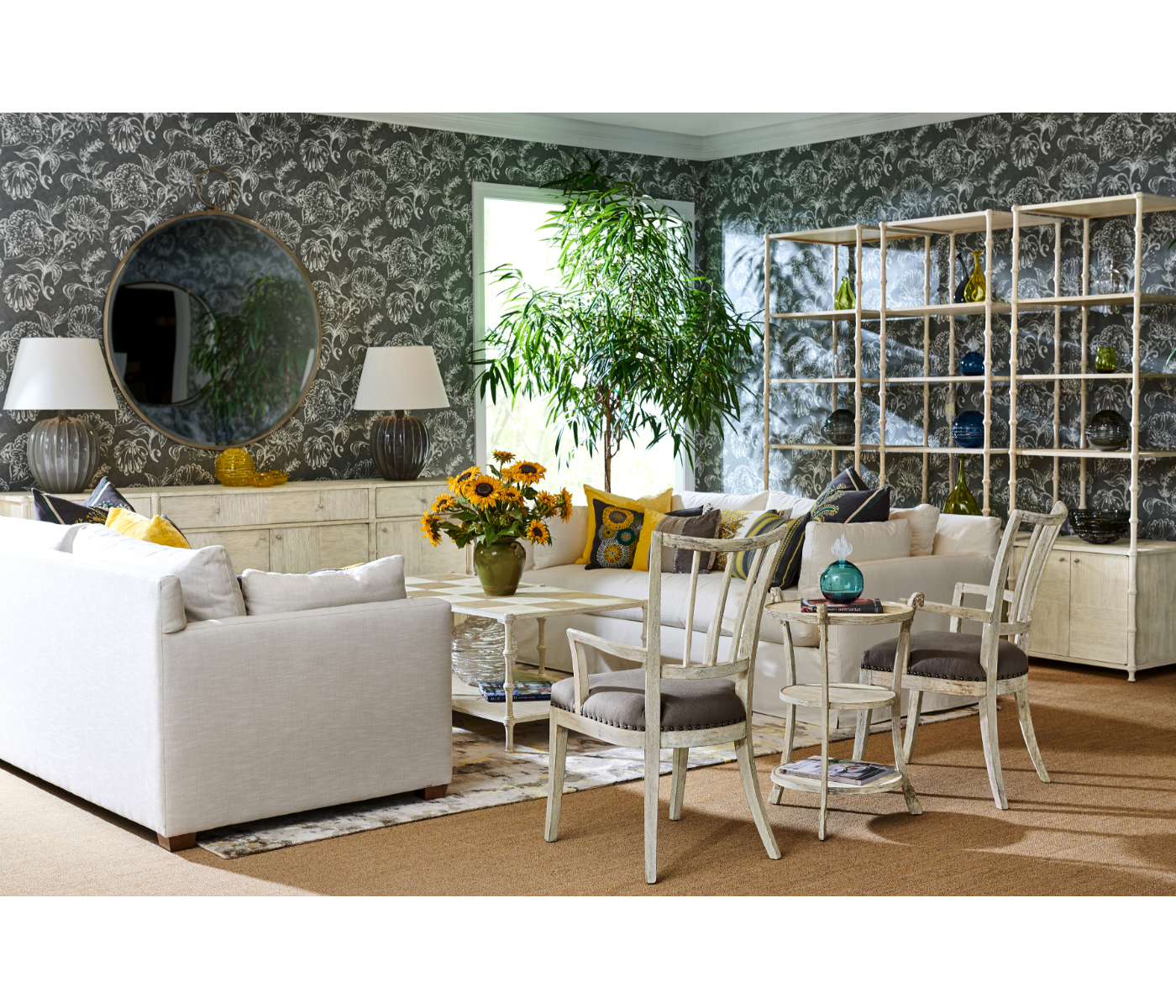 Circular Avalone Bronzed Stainless Steel Wall Hanging Mirror