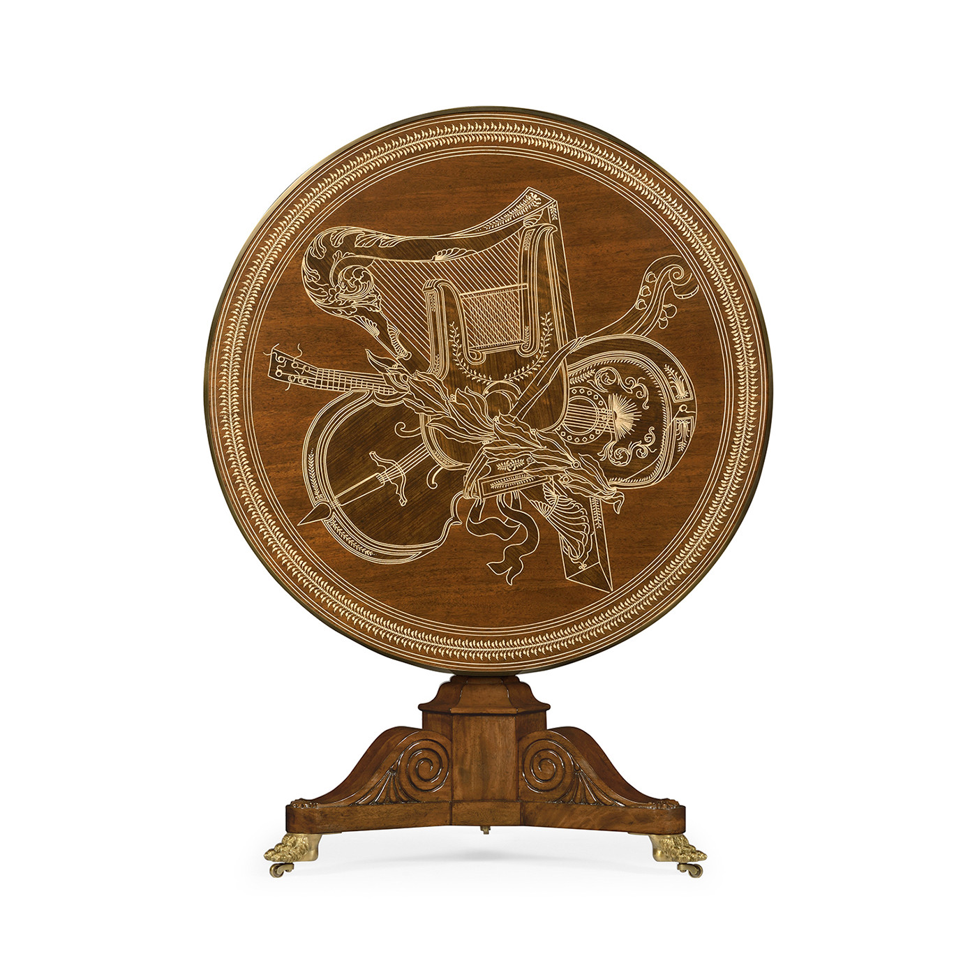 Medium Mahogany & Marquetry Right Hall Tilted Top Centre Table