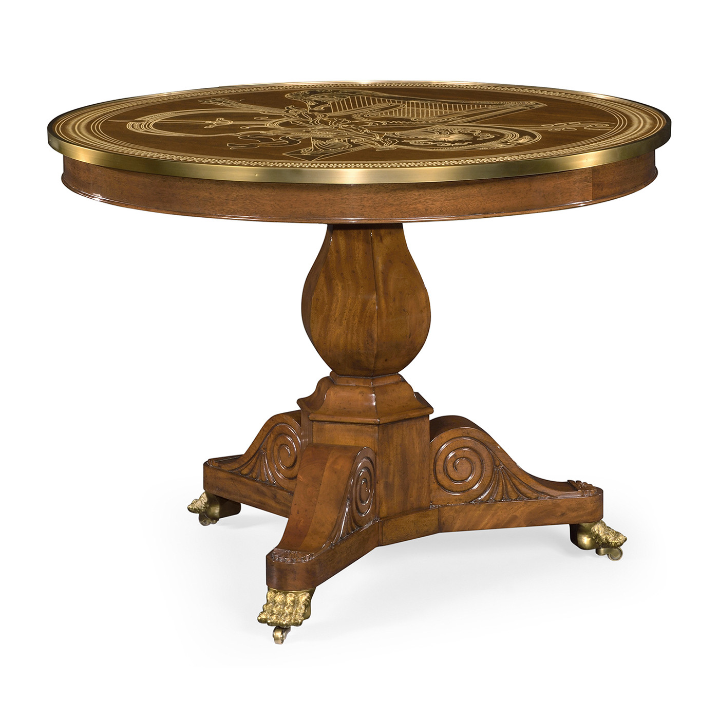 Medium Mahogany & Marquetry Right Hall Tilted Top Centre Table