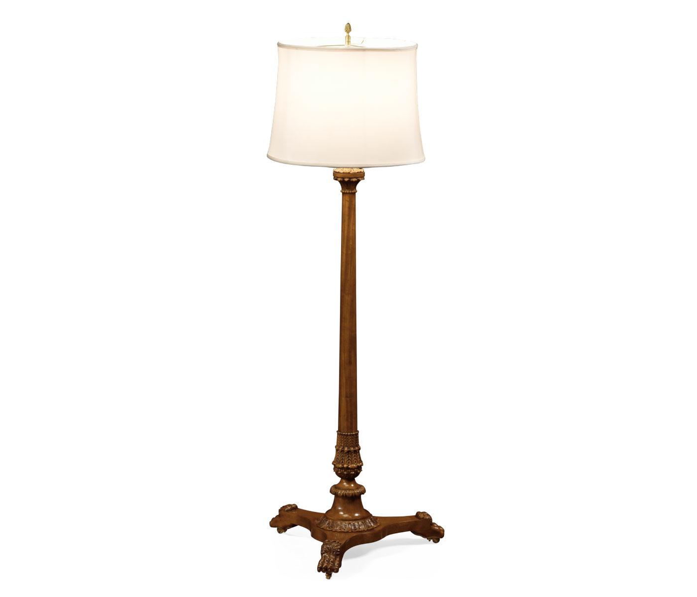 Neoclassical French Walnut Floor Lamp