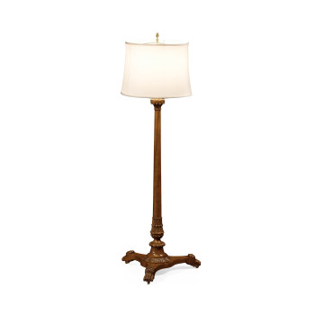 Neoclassical French Walnut Floor Lamp