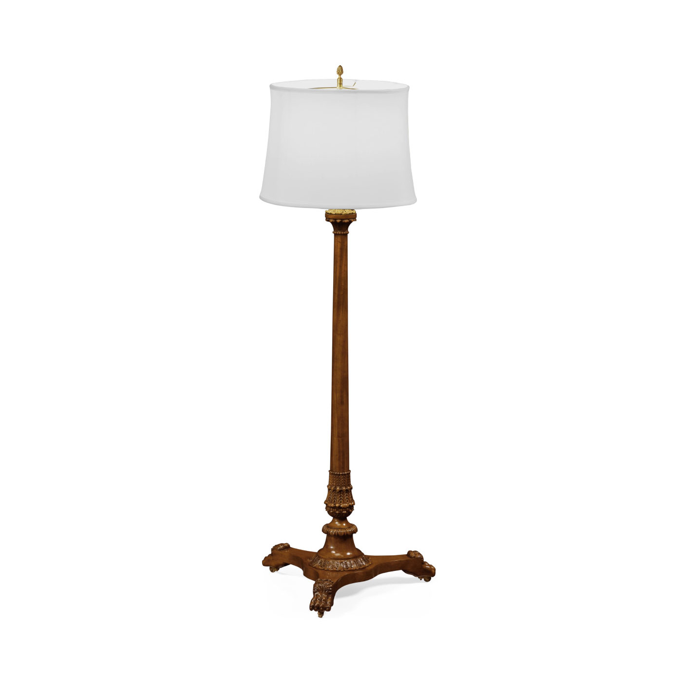 Neoclassical French Walnut Floor Lamp