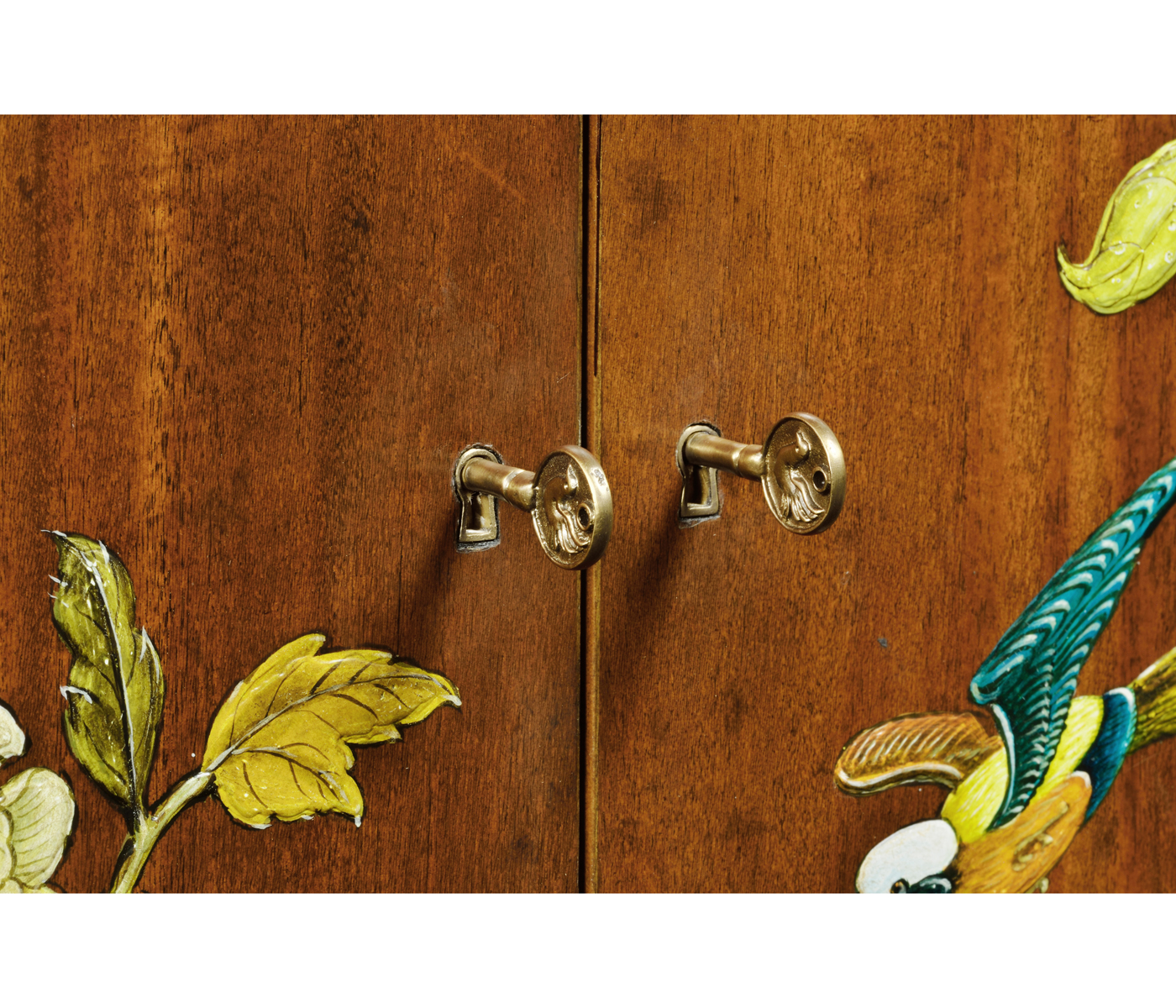 Art Deco Imperial Mahogany & Handpainted Right Salon Cabinet