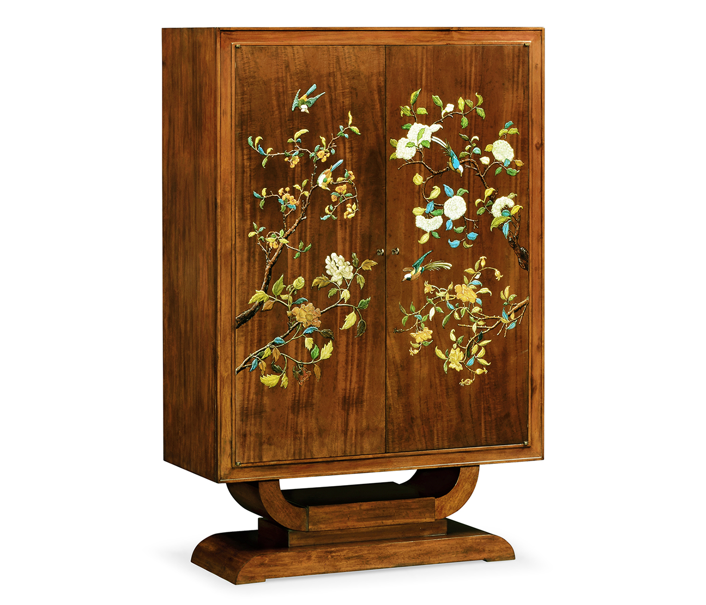 Art Deco Imperial Mahogany & Handpainted Right Salon Cabinet