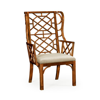 Imperial Mahogany Lattice Back Wing Chair
