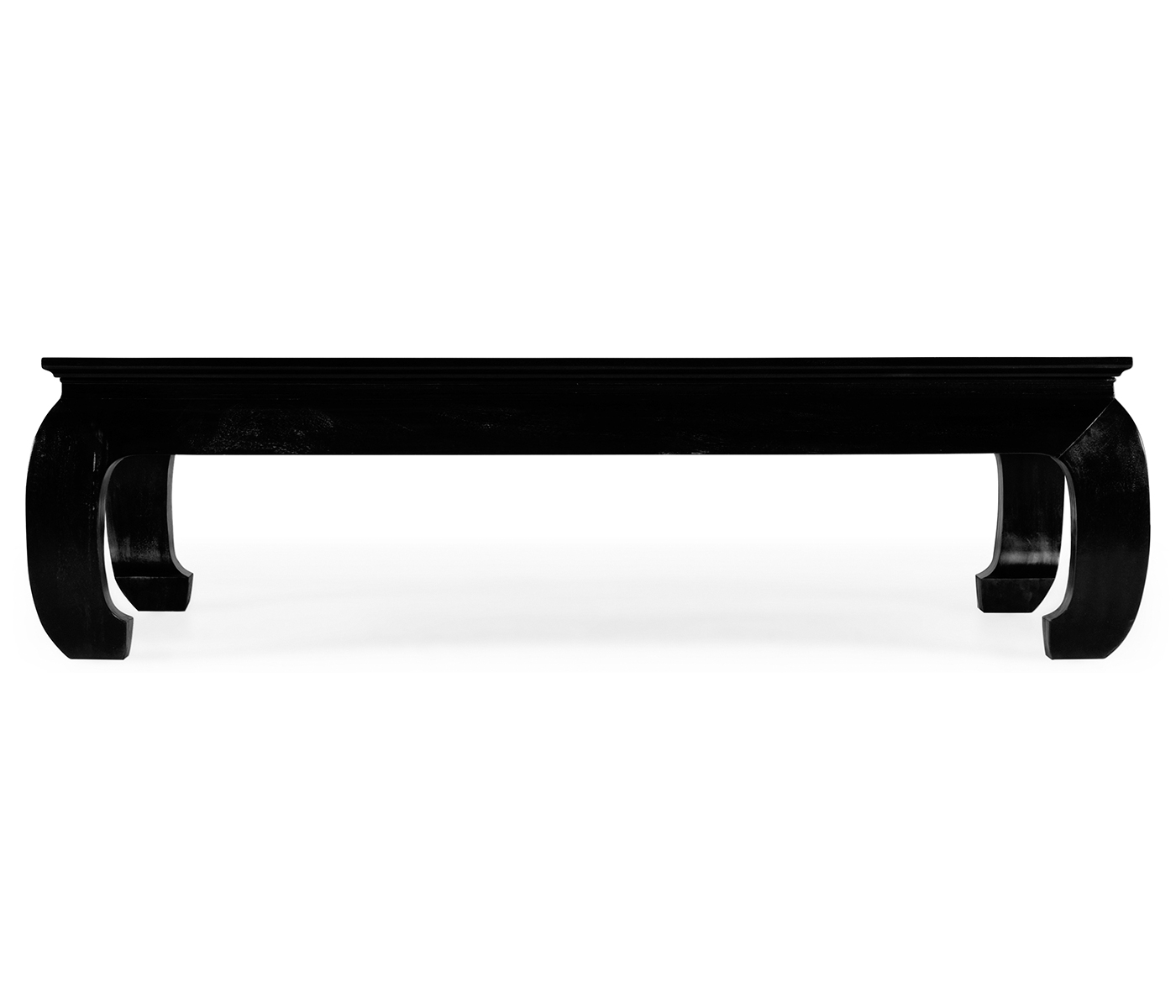 Rectangular Ming Ebonized Coffee Table with Ebonized Rattan Top