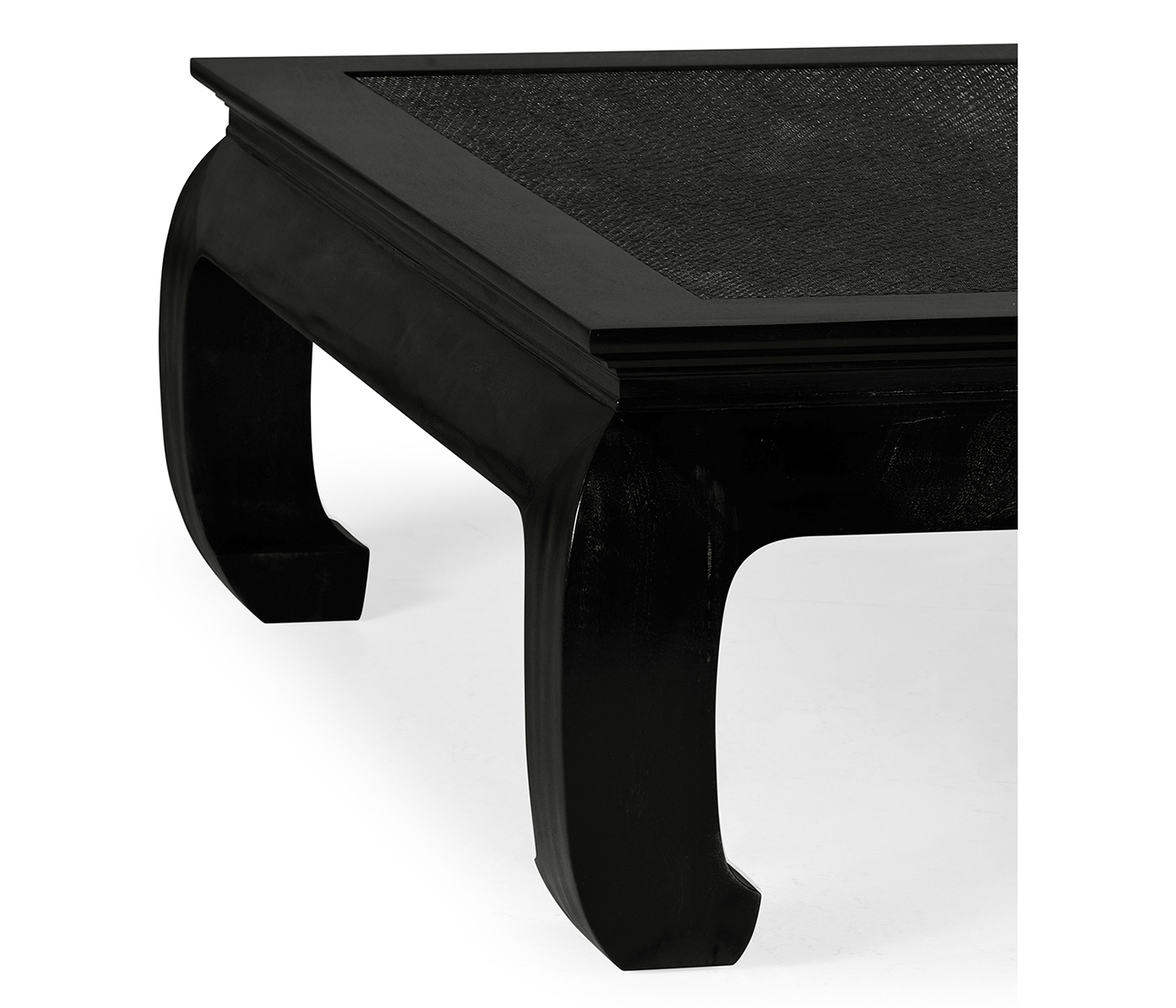 Rectangular Ming Ebonized Coffee Table with Ebonized Rattan Top
