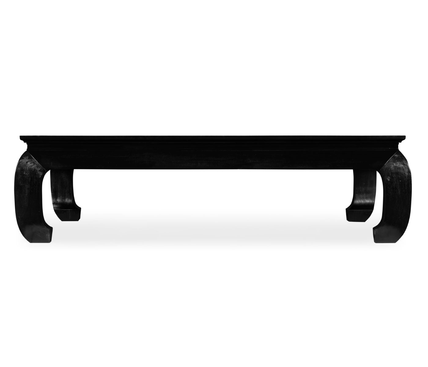 Rectangular Ming Ebonized Coffee Table with Black Glass Top