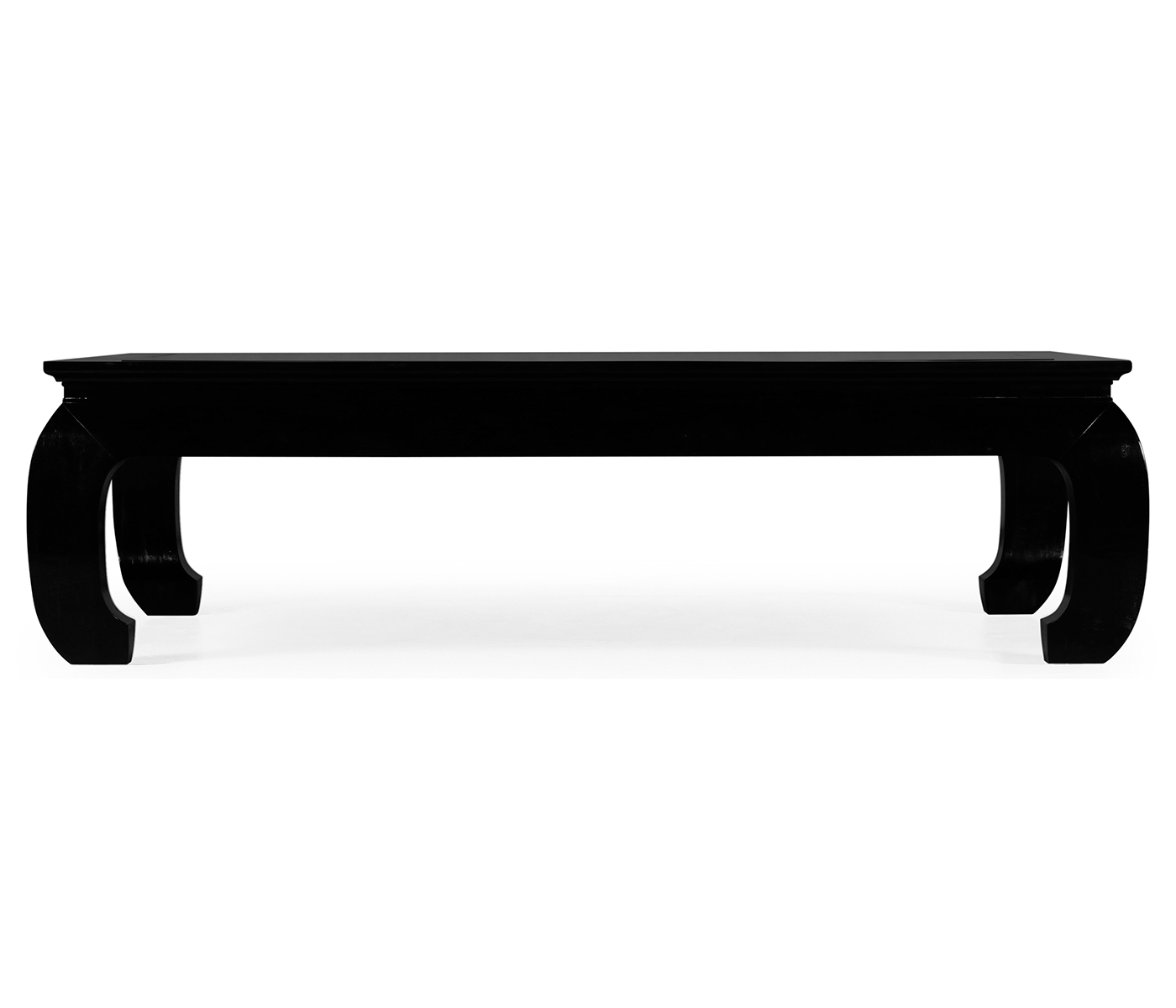 Rectangular Ming Ebonized Coffee Table with Black Glass Top