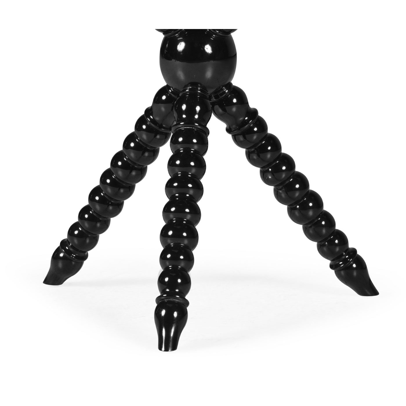 Black Edwardian Campaign Side Table with Glass Top