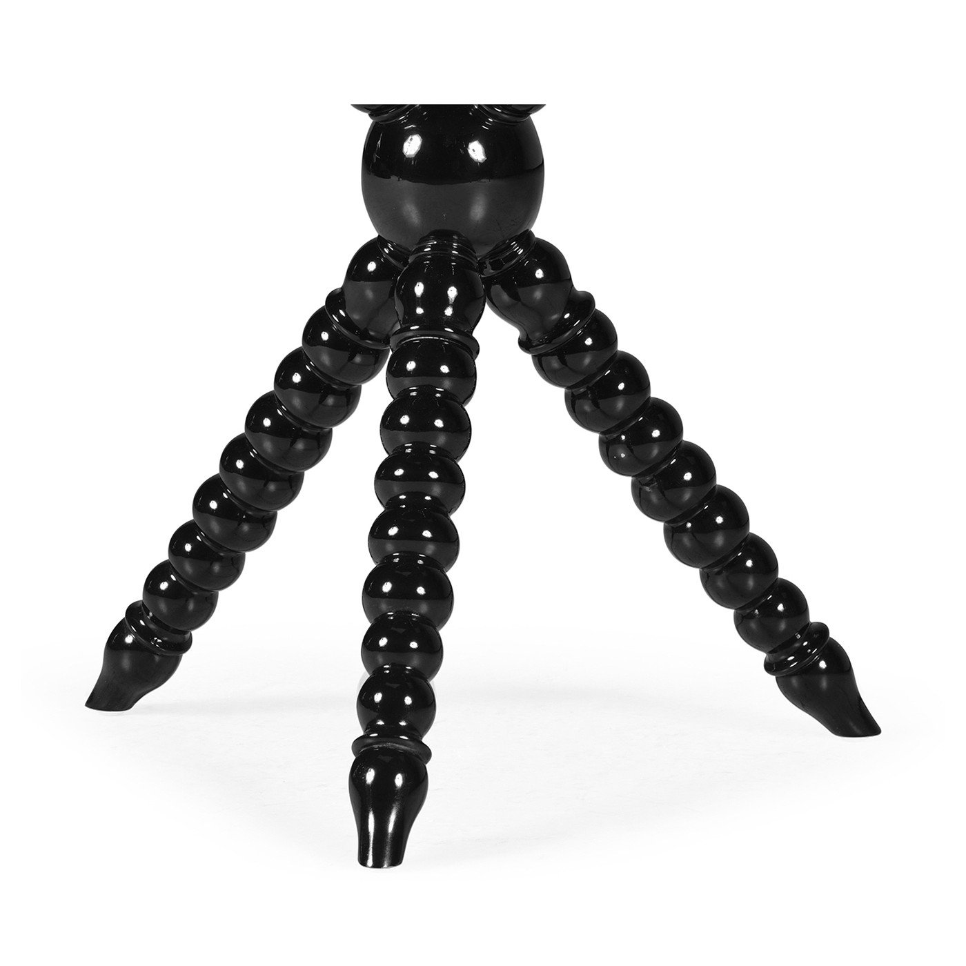 Black Edwardian Campaign Side Table with Glass Top