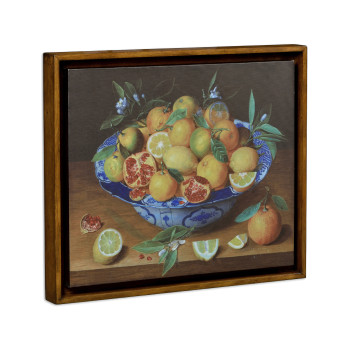 Still Life with Lemons Painting on a Honey Walnut Frame