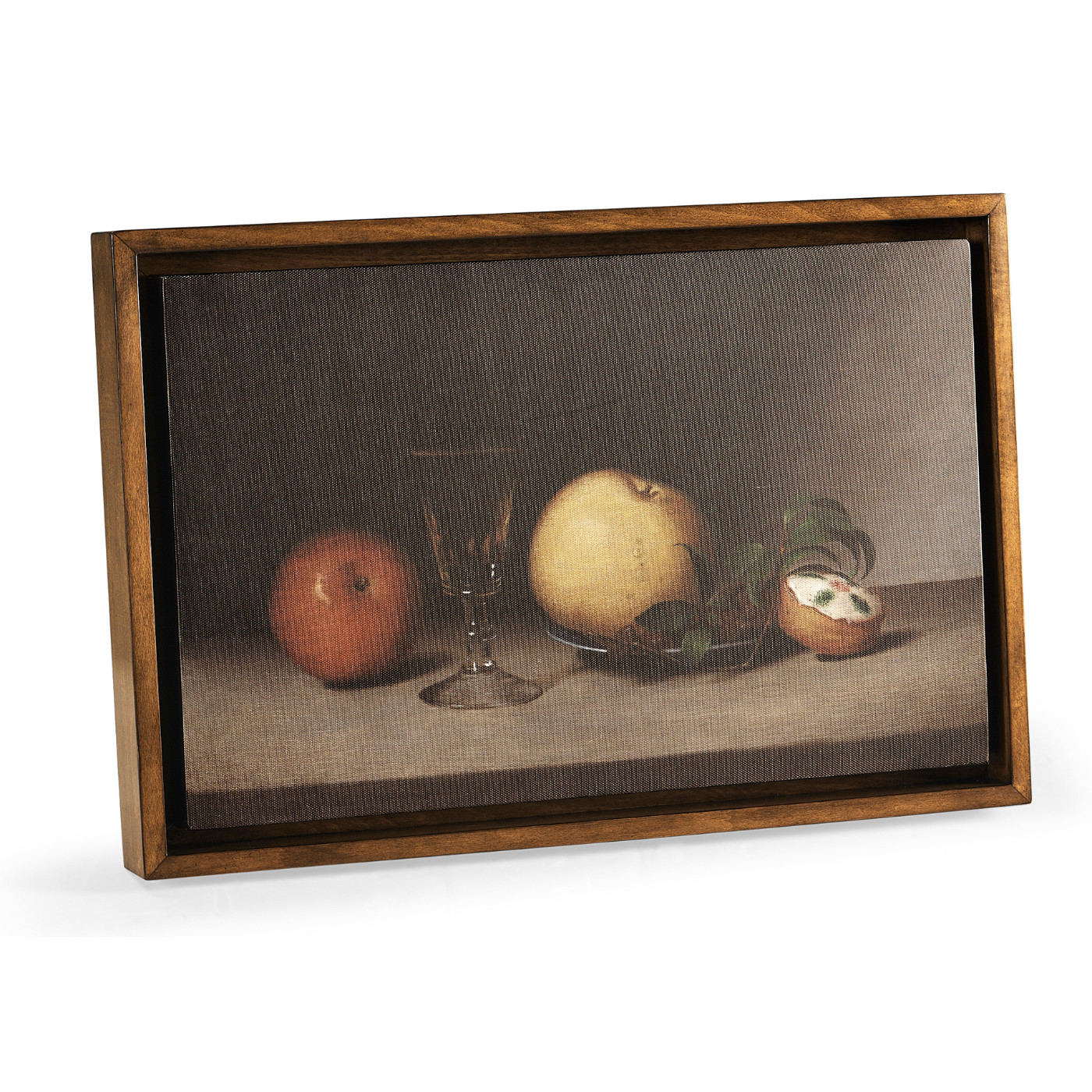 Still Life with Apples, Sherry, and Tea Cakes Painting on a Honey Walnut Frame