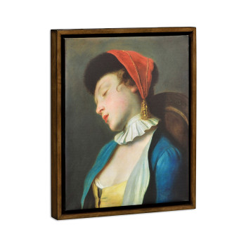 Sleeping Girl Painting on Medium Walnut Frame