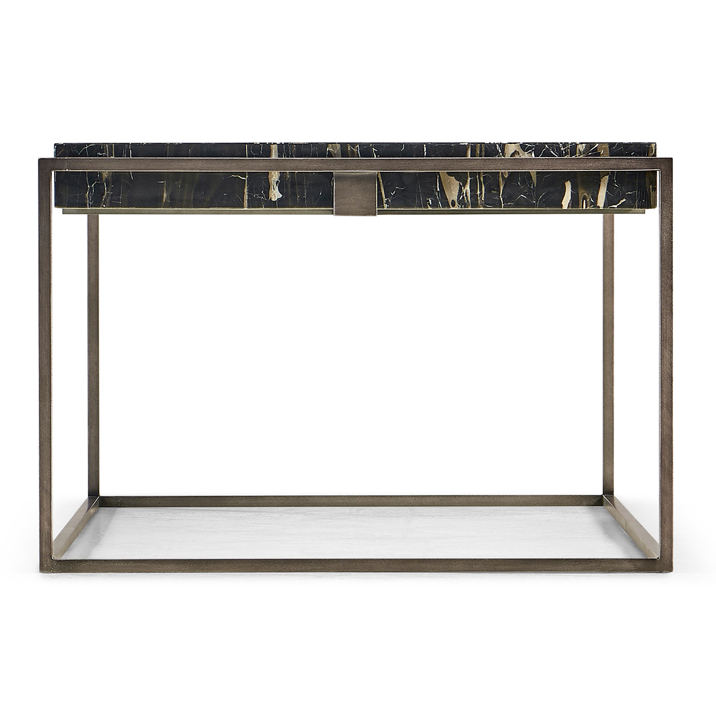 Rectangular Iron Cocktail Table with a Black Marble Top