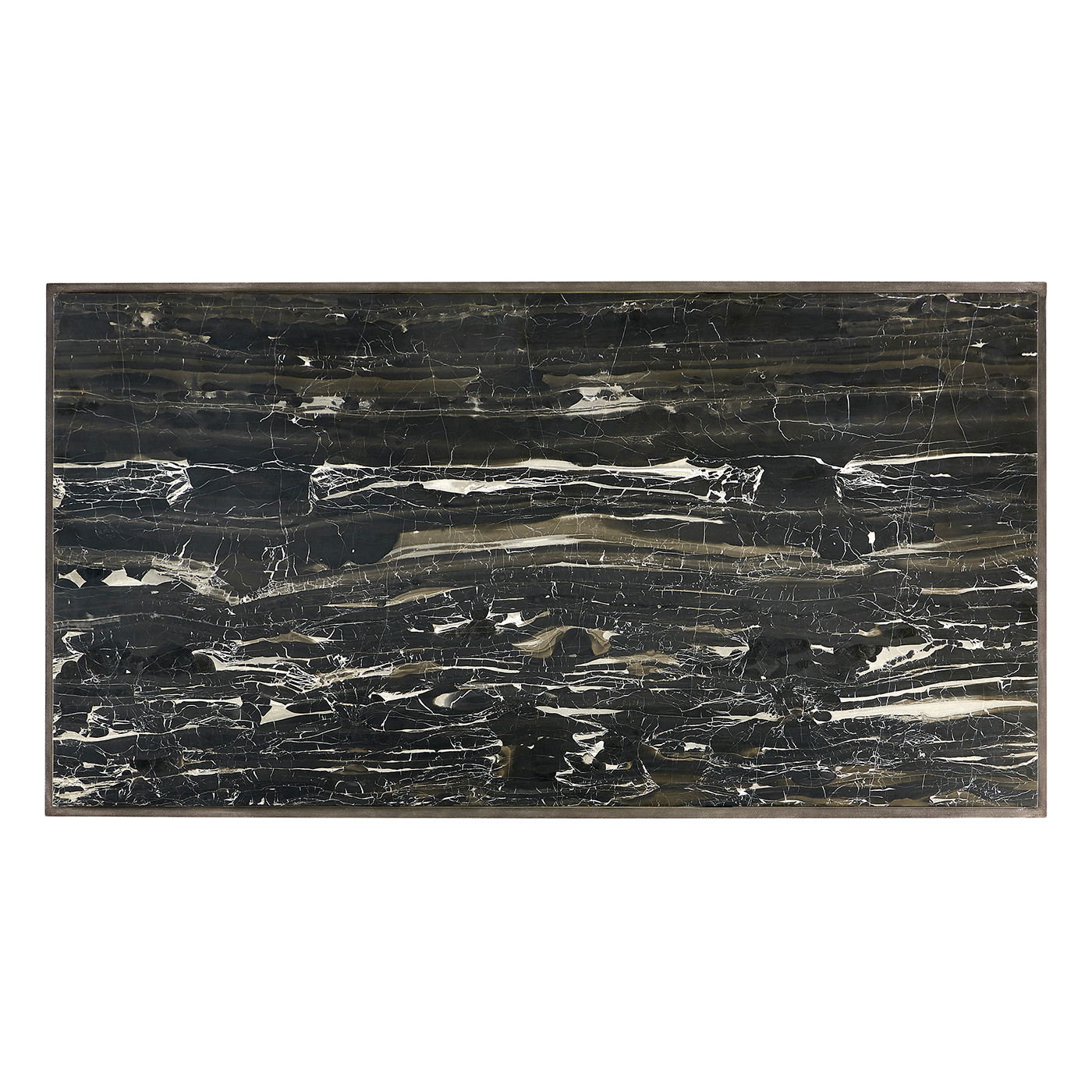 Rectangular Iron Cocktail Table with a Black Marble Top