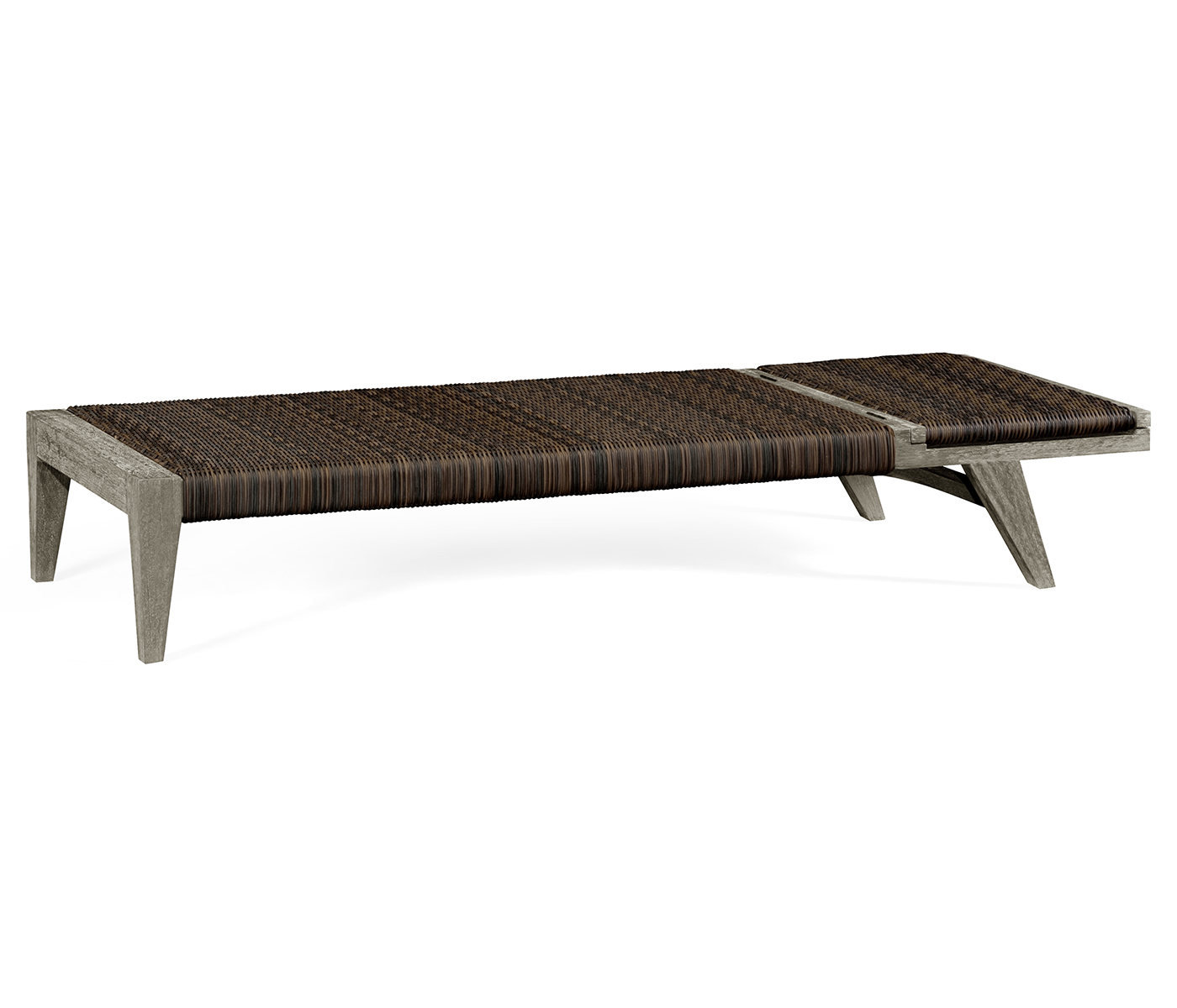Grey & Rattan Chaise Lounge with Cushion