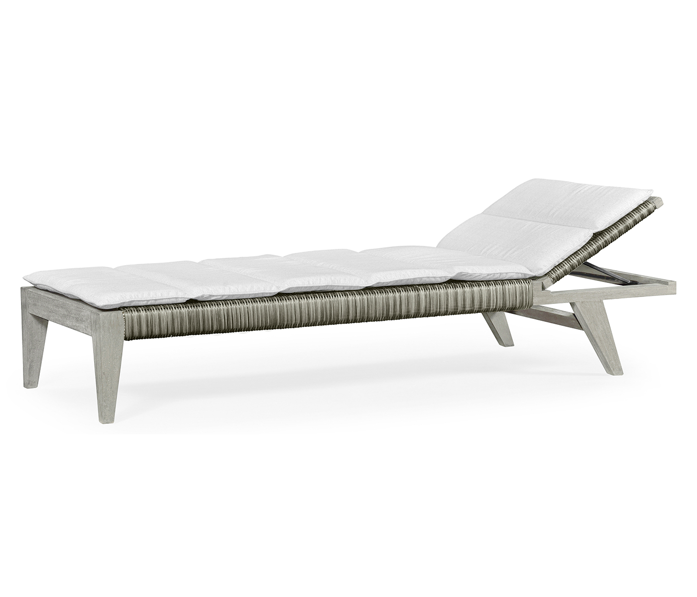 Cloudy Grey & Rattan Chaise Lounge with Cushion