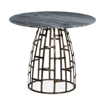 Round Geometric Dome Brass Breakfast Table with A Grey Marble Top 36