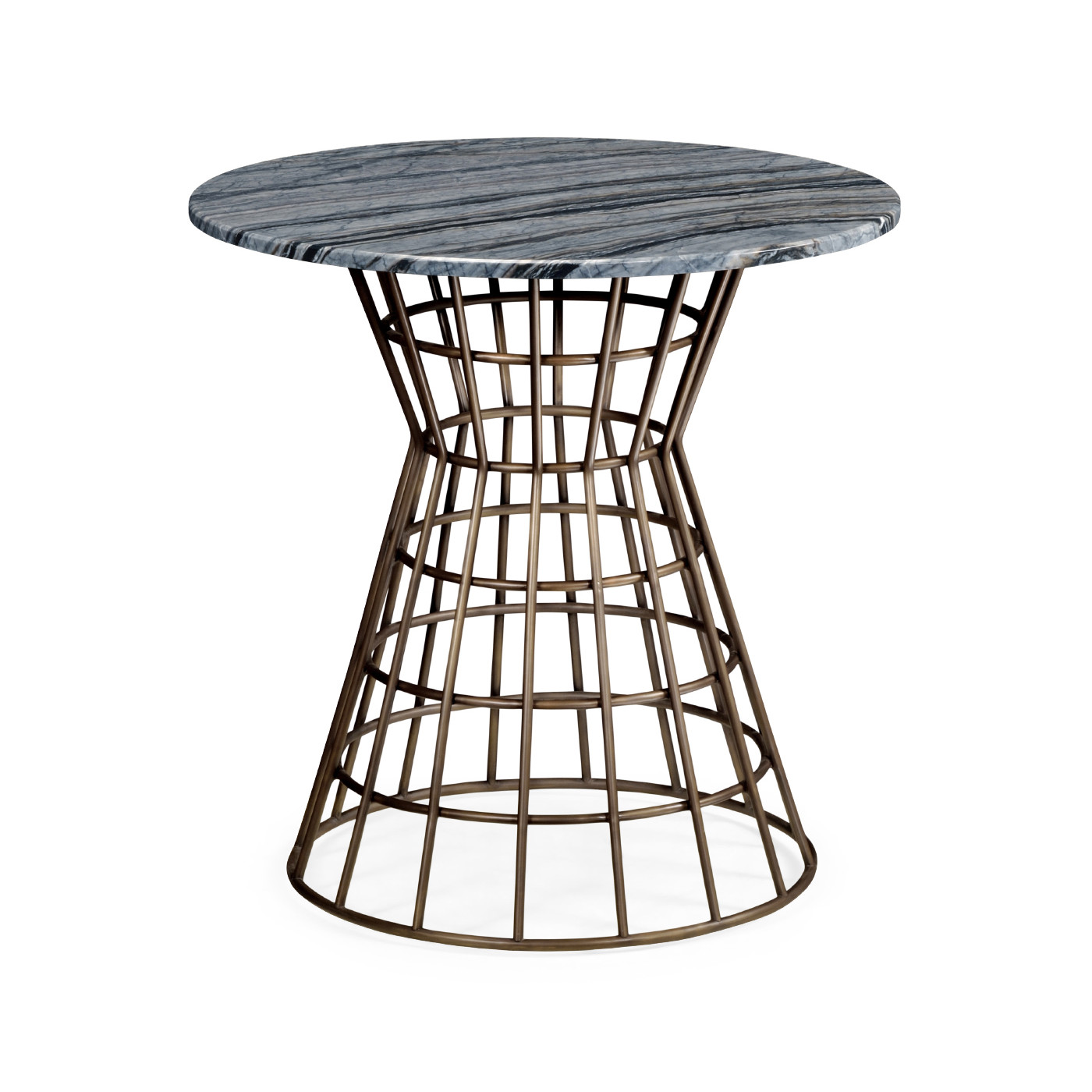 Round Geometric Antique Brass Centre Table with a Grey Marble Top 25
