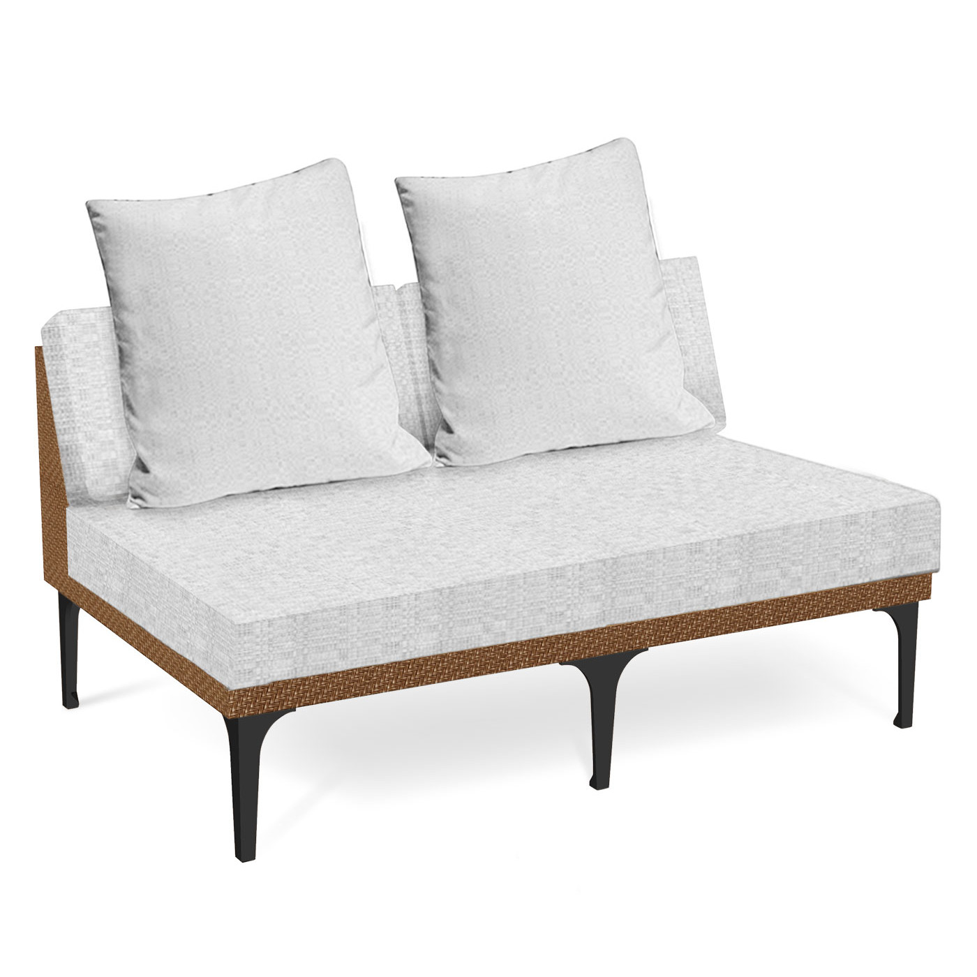 Tan Rattan Two-Seat Centre Sofa Sectional 55