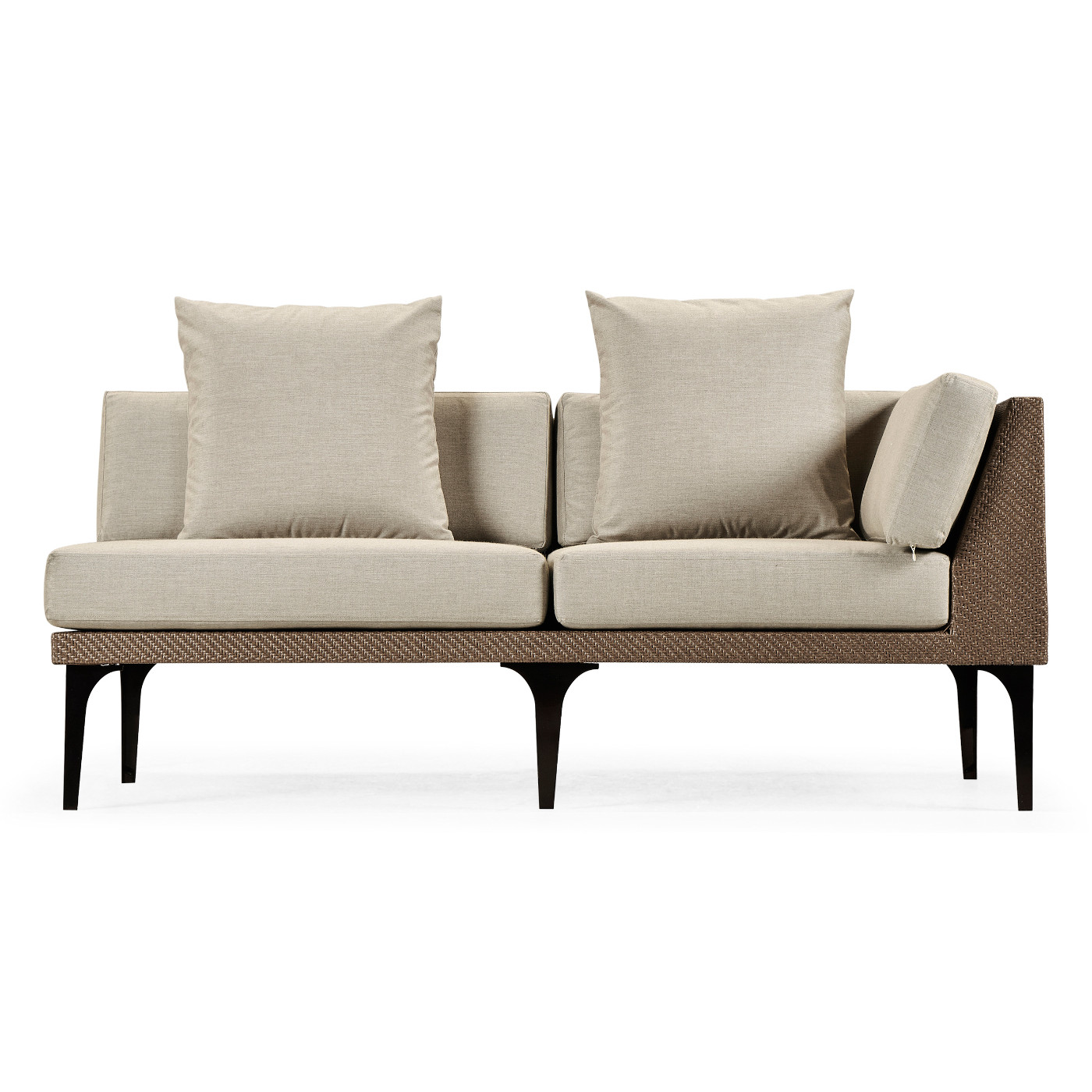 Tan Rattan Left Two-Seat Sofa Sectional 67