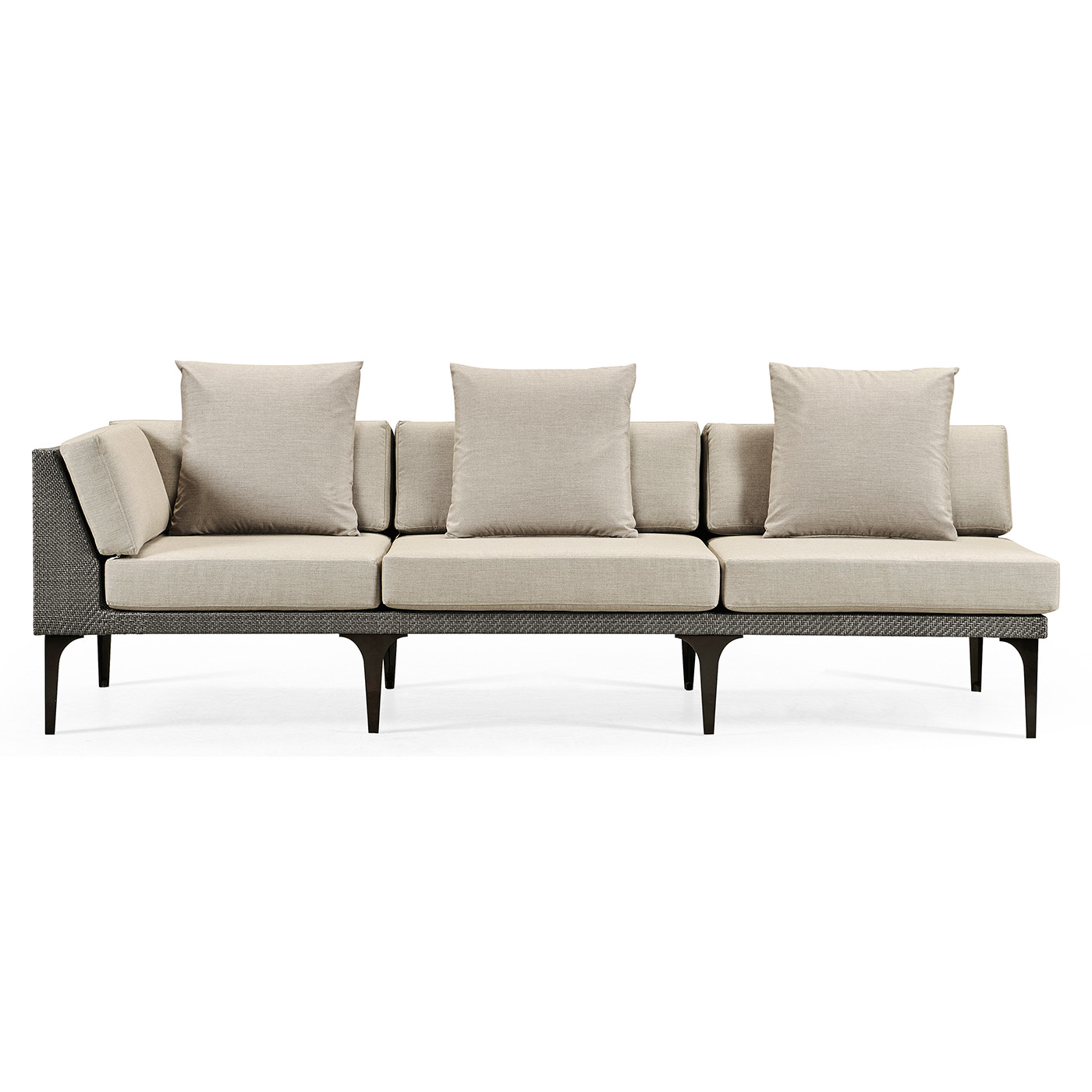 Dark Grey Rattan Right Three-Seat Sofa Sectional 98