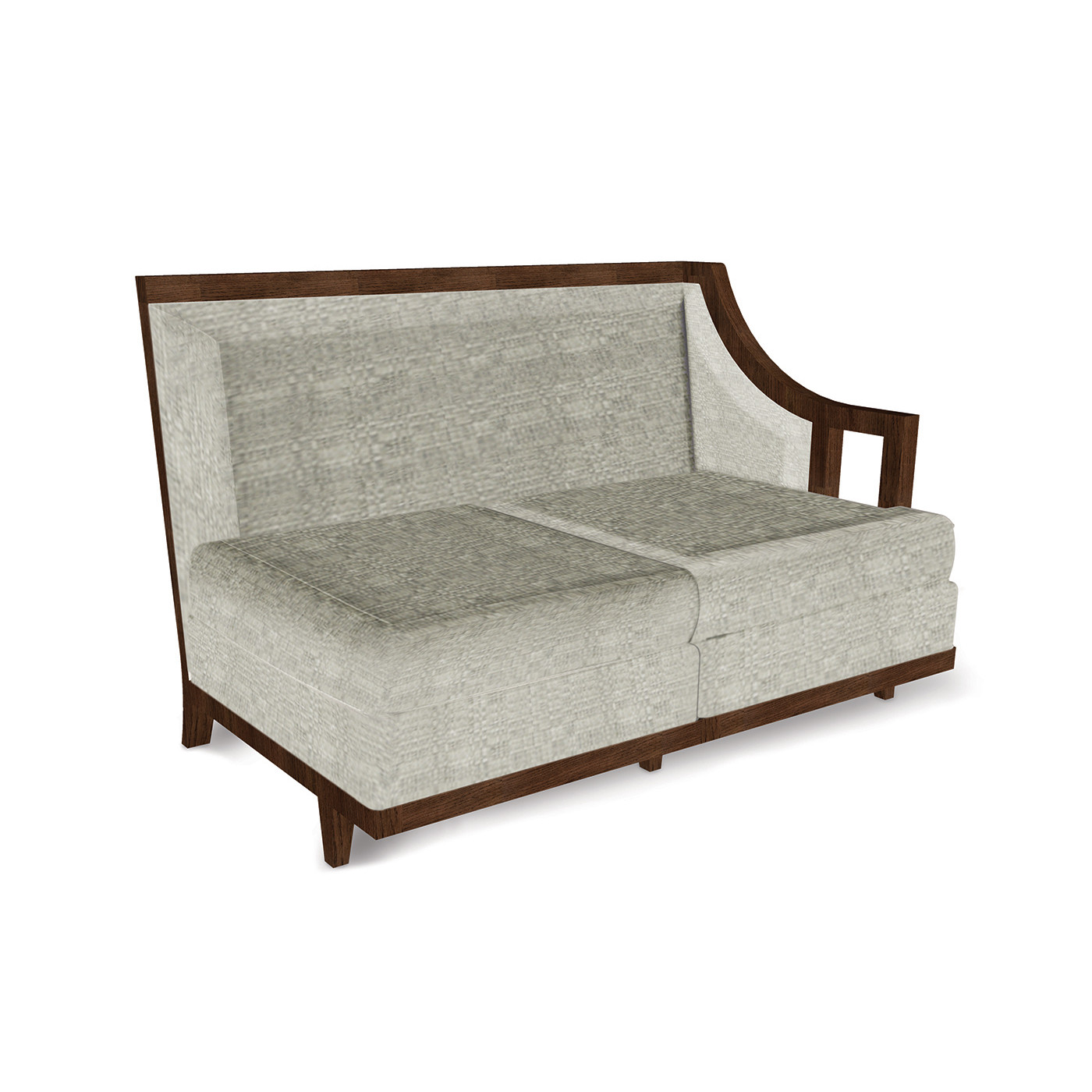 Walnut & Tan Rattan Left Two-Seat Sofa Sectional 57