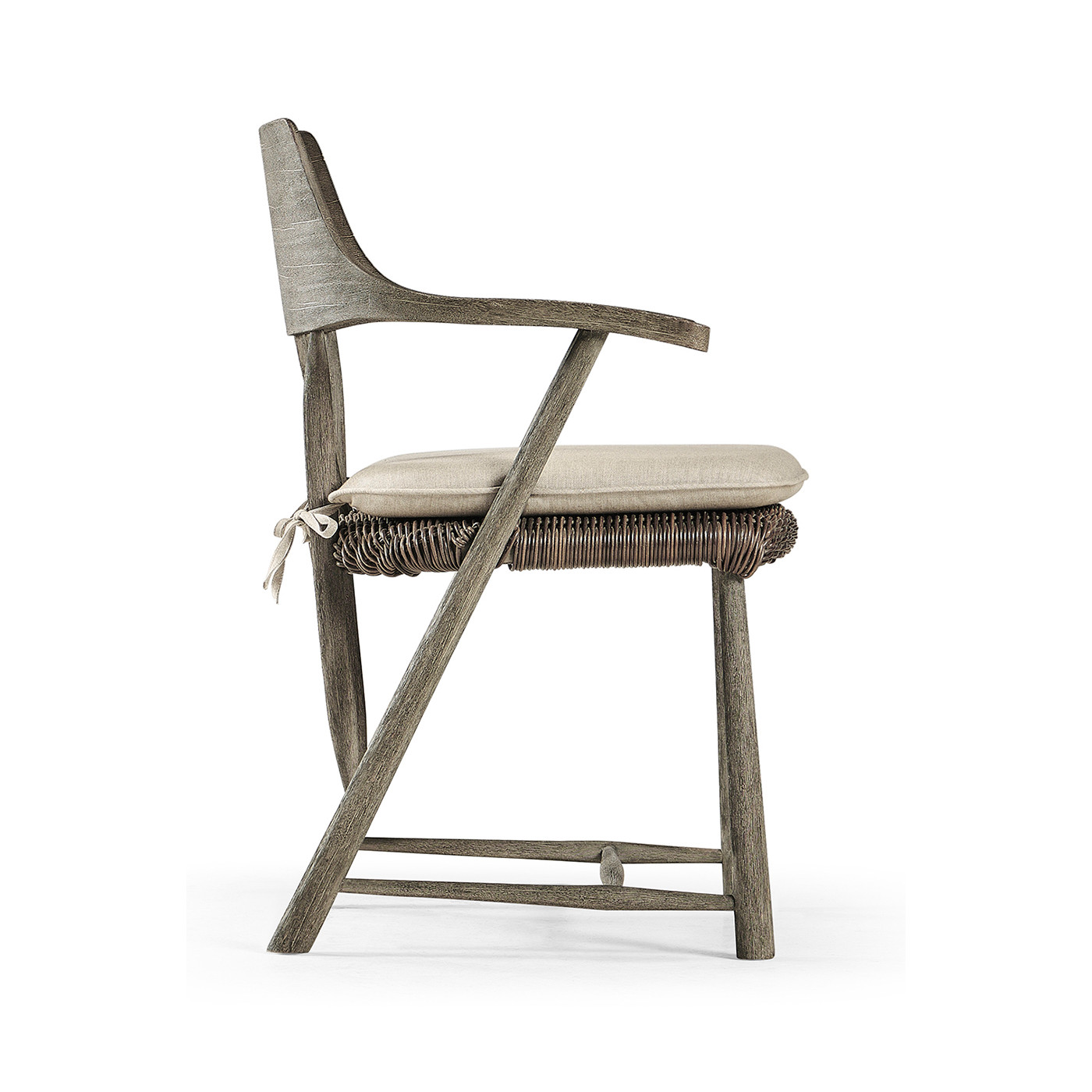 Smokers Style Grey & Rattan Dining Chair with Cushion