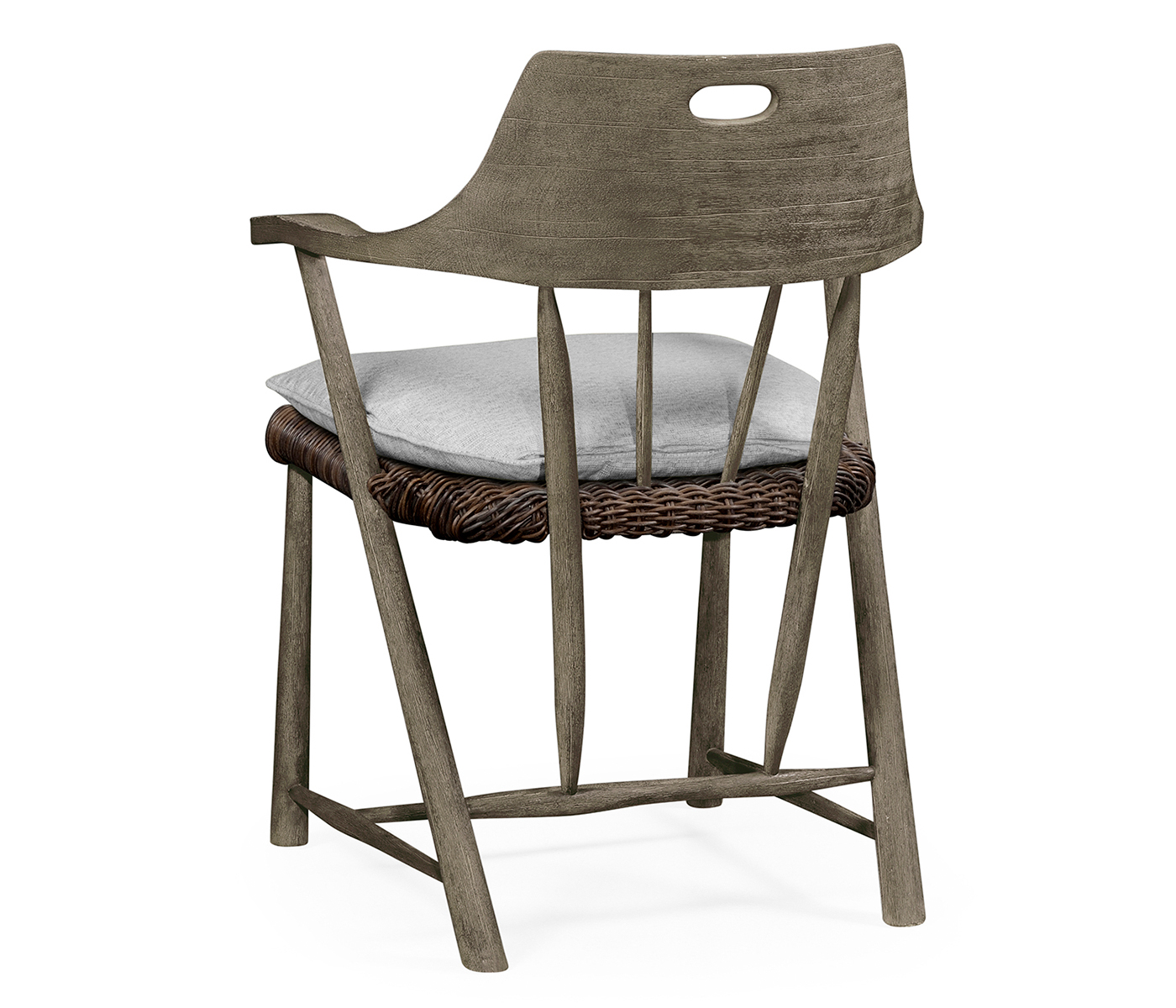 Smokers Style Grey & Rattan Dining Chair with Cushion