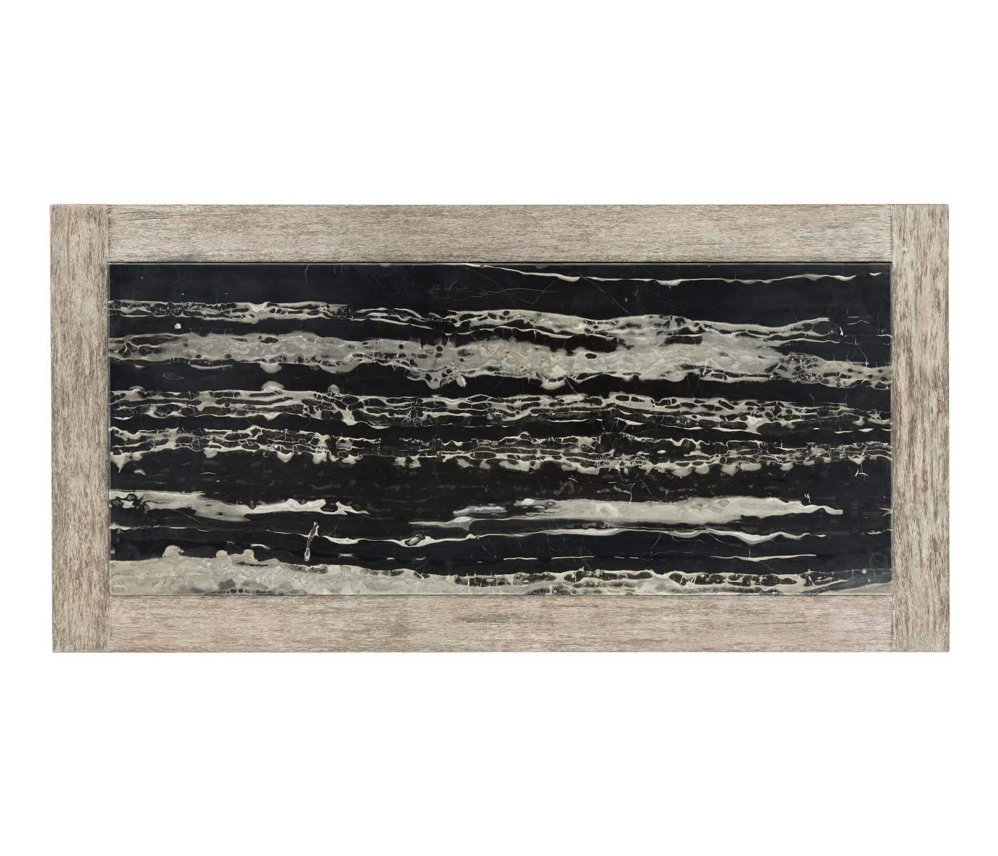 Rectangular Navajo Sand & Rattan Coffee Table with a Black Marble Top