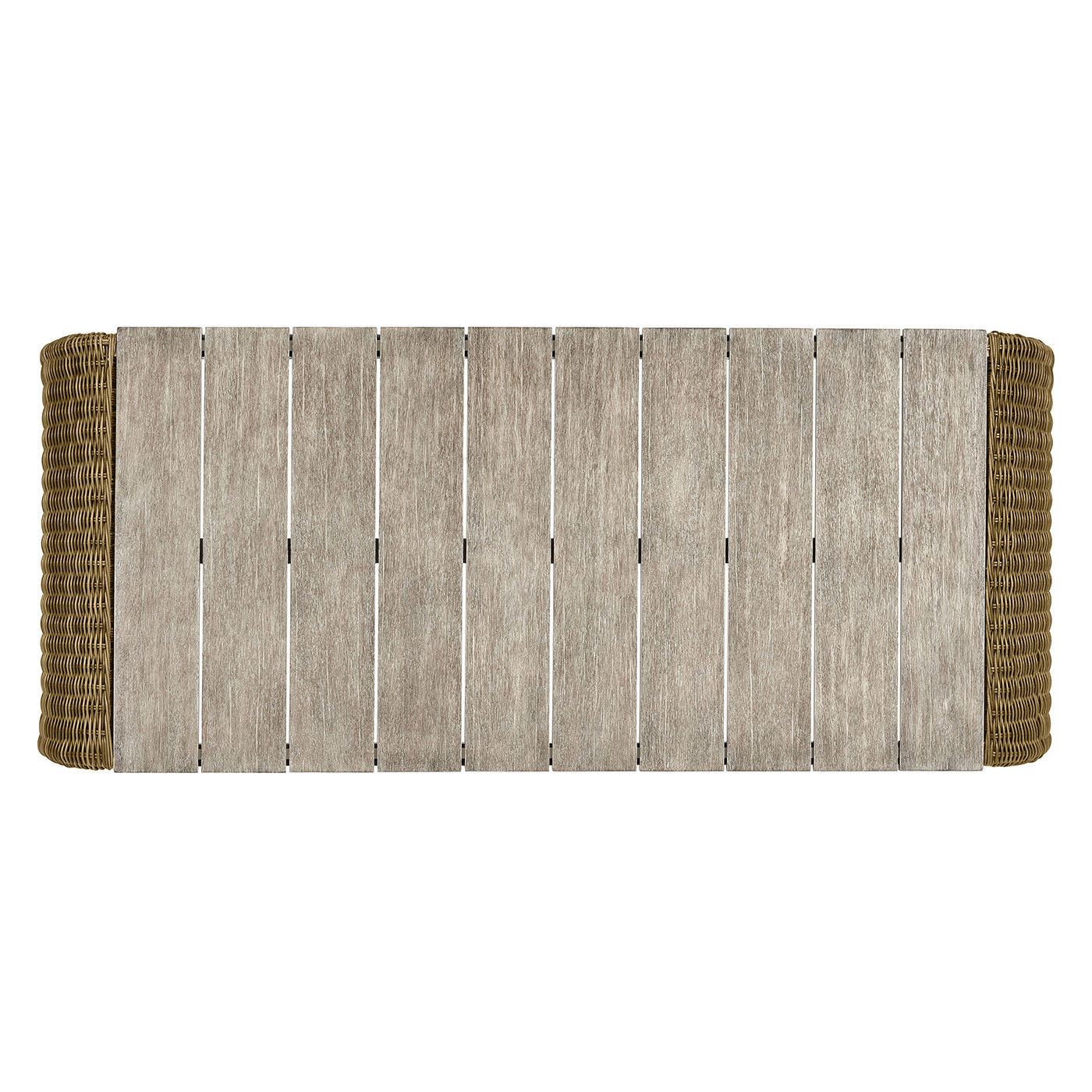 Rectangular Navajo Sand & Rattan Cocktail Table with Curved Ends