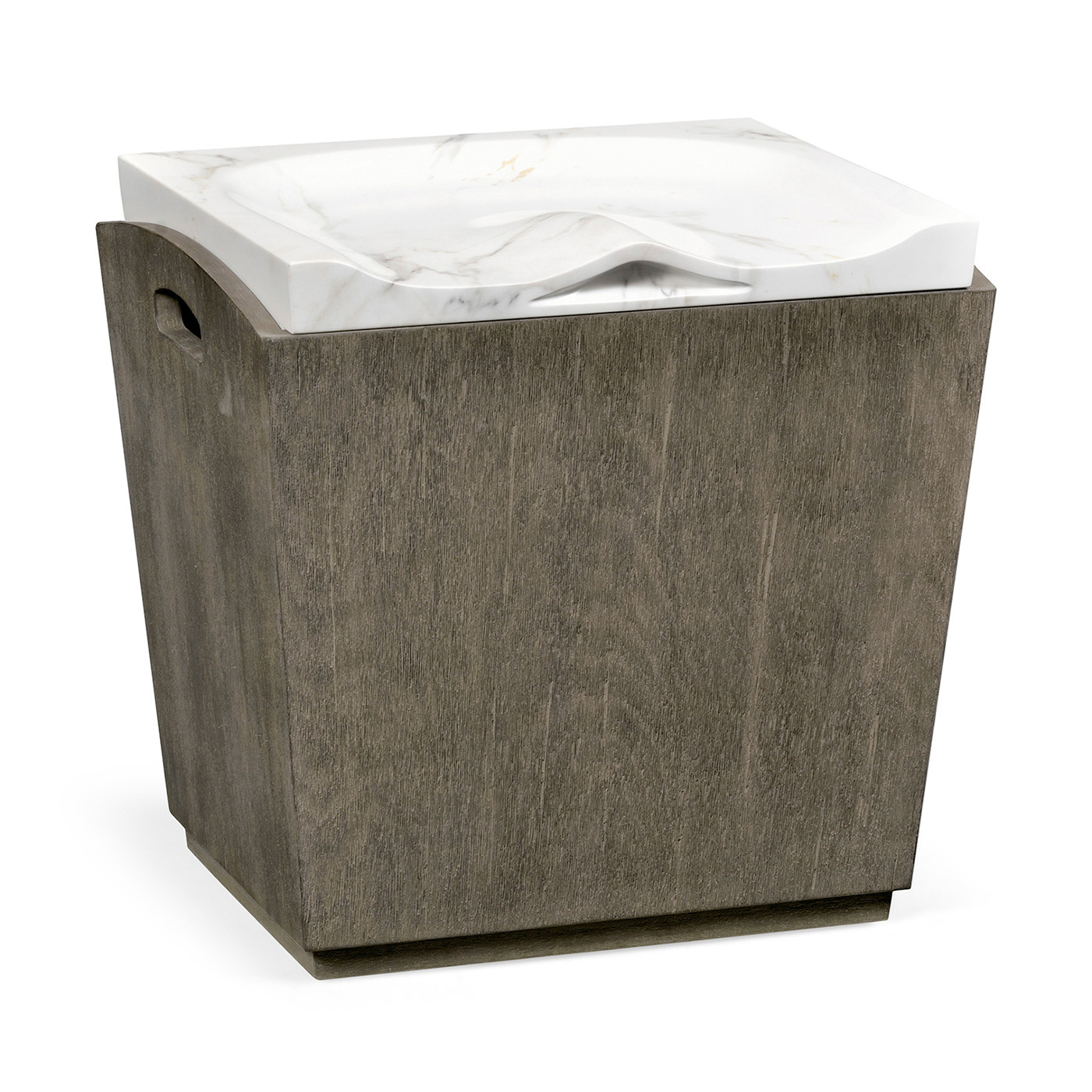 Rectangular Grey & Faux White Marble Storage Stool