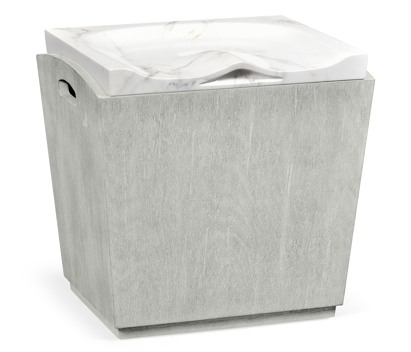 Rectangular Cloudy Grey & Faux White Marble Storage Stool