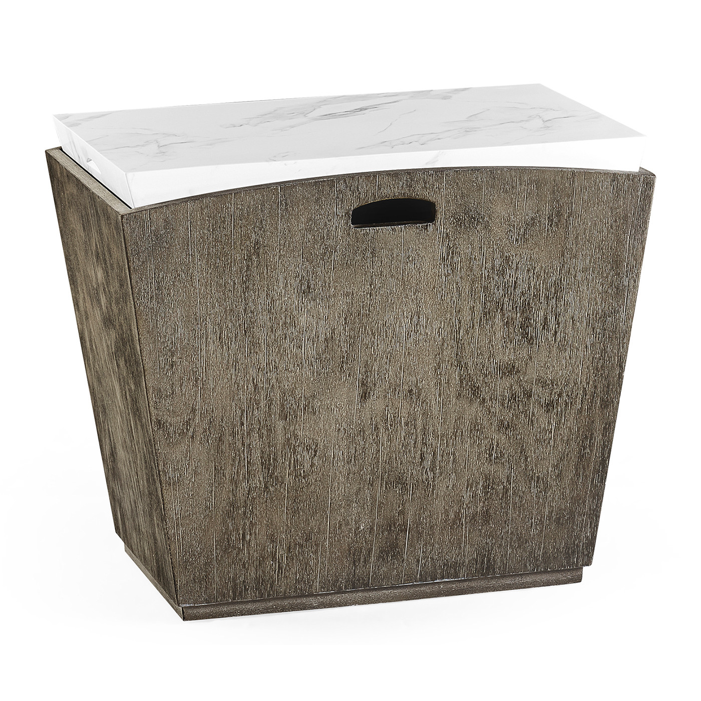 Rectangular Grey & Faux White Marble Storage End Table
