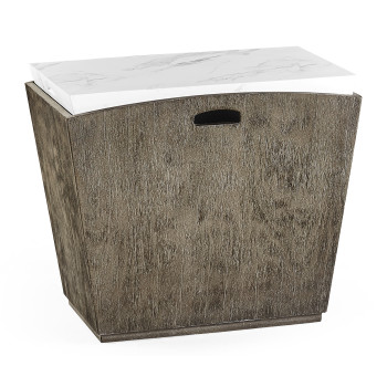 Rectangular Grey & Faux White Marble Storage End Table