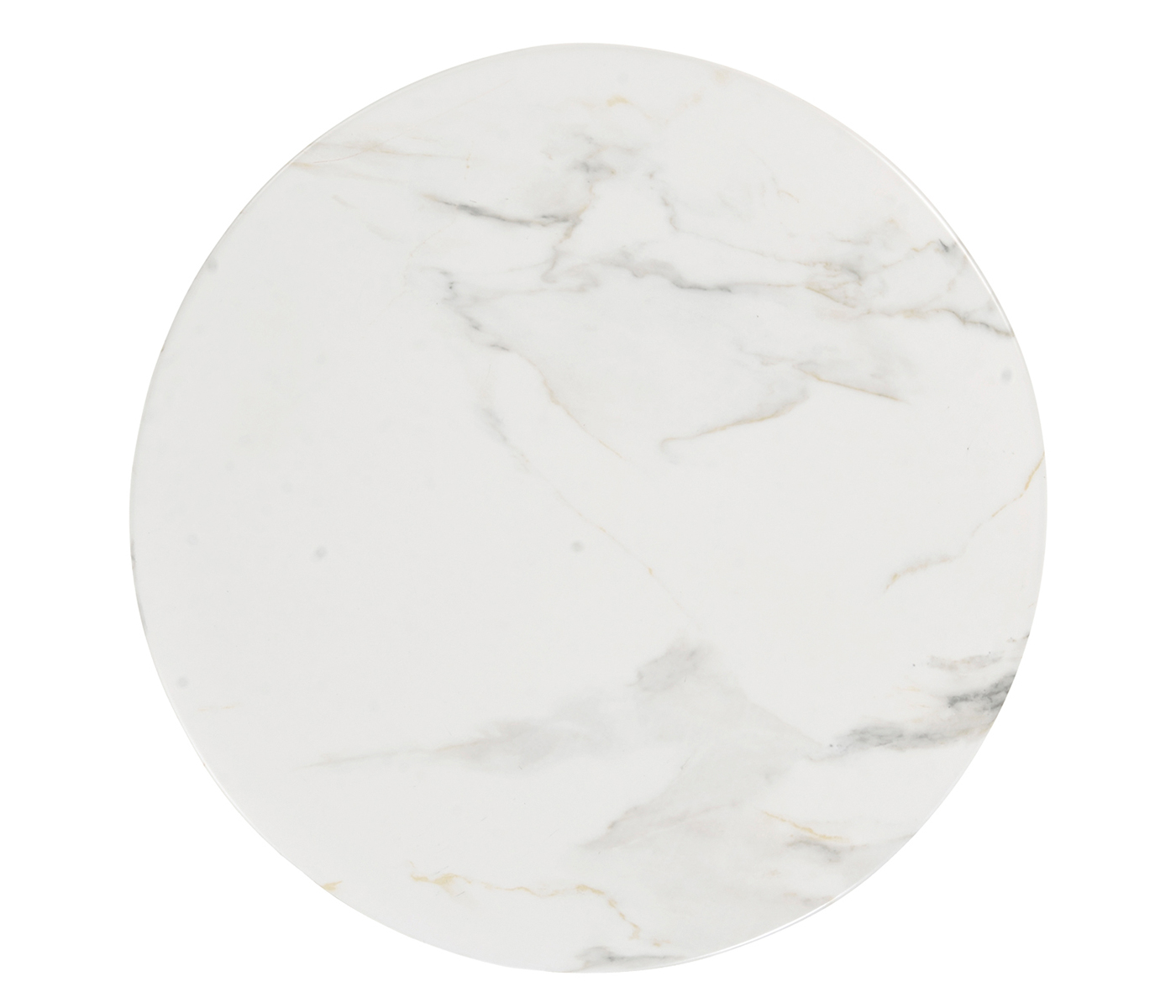 Round to L-Shape Faux White & Grey Marble End Table