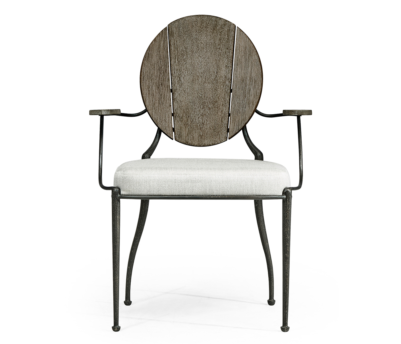 Circle Back Grey & Iron Dining Arm Chair